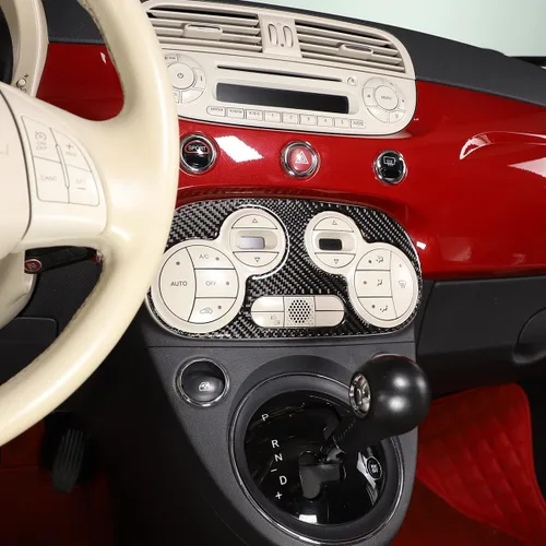 Vista 6 de Adhesivo de fibra de carbono suave para el panel de interruptor de aire acondicionado de automóvil, compatible con Fiat 500, 2011, 2012, 2013, 2014