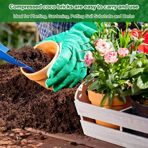 Vista 5 de Legigo Paquete de 5 ladrillos de coco orgánico de fibra de coco - 100% natural comprimido ladrillo de coco sustrato de fibra de coco con bajo