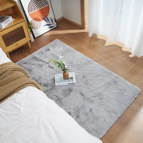 Vista 55 de Ghouse Alfombra ultrasuave de pelo sintético de conejo 2x3, alfombras lavables a máquina para dormitorio, alfombras esponjosas para sala de estar