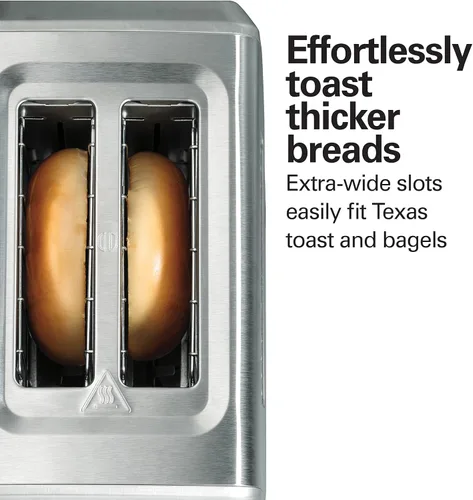 Vista 4 de Hamilton Beach Tostadora de 2 rebanadas con ranuras extra anchas, ajuste de bagel, Toast Boost & Power Elite Wave Action Blender-tarro de vidrio