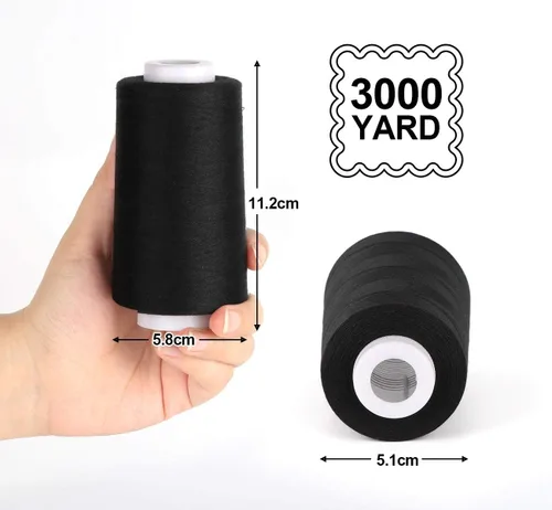 Vista 2 de ilauke 4 x 3000 yardas, conos de hilo de serger de poliéster, bobinas de hilo de coser, hilos overlock para máquina de coser, acolchar y bordar
