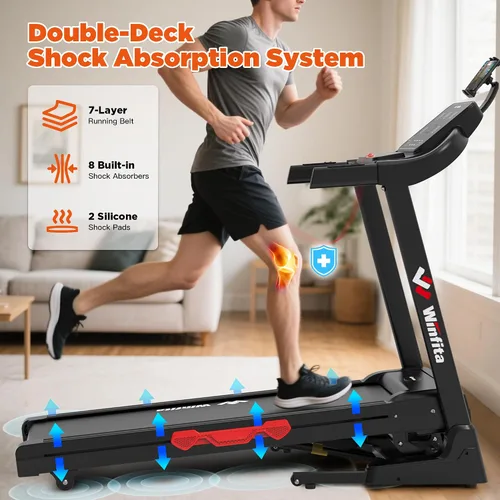 Vista 5 de 3.5HP Folding Treadmill Auto Incline, 300lbs, 8MPH, 17" Belt,64 Programs