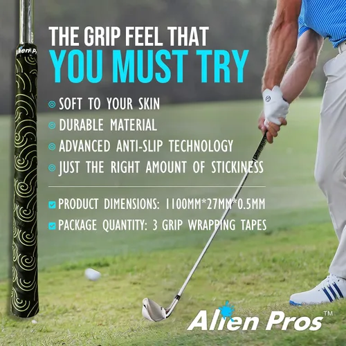 Vista 4 de ALIEN PROS Paquete de 6 cintas de envoltura de agarre de golf Black Clouds & Puzzles Mix - ReGrip en 1 minuto