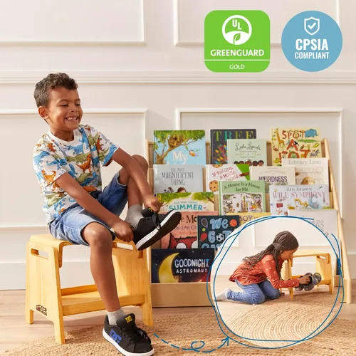 Vista 6 de ECR4Kids Taburete para sentarse o escalonar, muebles para niños, miel