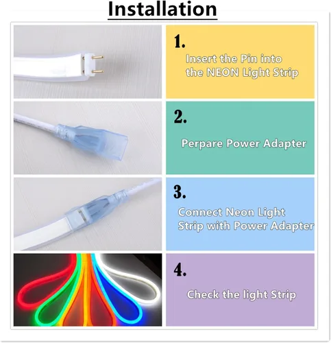 Vista 7 de Tira de luces LED de neón tipo AC 110-120V, tira de luz de neón LED flexible/impermeable/regulable/multimodos + control remoto de 23 teclas