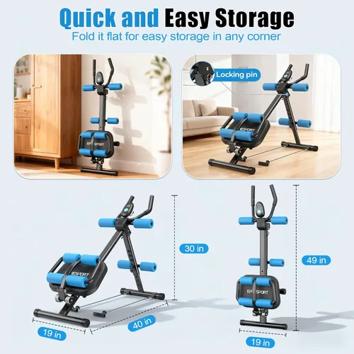 Vista 7 de EPHESPORT Multifunctional Ab Machine, Ab Workout Equipment, Adjustable Ab Trainer, Foldable, Knee and Back Protection, Ab & Sit Up Machine for