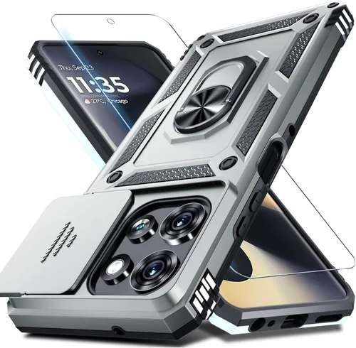 Vista 41 de Janmitta Compatible con Funda Moto G 5G 2024 con Cubierta Deslizante Integrada para Lente de Cámara + Protector de Pantalla + Soporte de Anillo