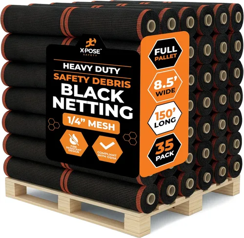 Vista 36 de Xpose Safety Red de seguridad para construcción de Xpose Safety - Rollo de material temporal de 150 pies, malla de 1/4" para cerca de andamio