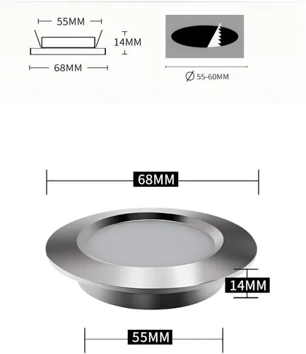 Vista 3 de Luces LED de 12V para RV, Barco, Remolque, Camper - Control táctil de 3 temperaturas de color, luz empotrada mini de bajo voltaje regulable, paquete