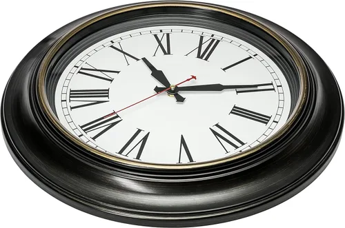 Vista 2 de Bernhard Products Reloj de pared extragrande, 18 pulgadas, marrón oscuro, silencioso de cuarzo, funciona con pilas, sin tictac, número romano