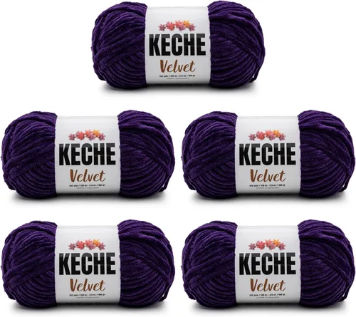 Vista 101 de Hilo de terciopelo Keche para crochet, suave chenilla voluminosa para bebé, manta Amigurumi, 100 gr (121 m) - Blanco