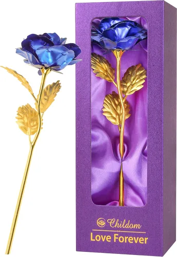 Regalo de flores de San Valentín para ella, flor de rosa azul, regalos únicos de San Valentín, rosa de flor de amor, idea de regalo de rosas azules