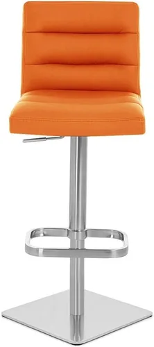 Vista 126 de ZURI Taburete de bar moderno de altura ajustable marrón exuberante con base plana redonda cepillada