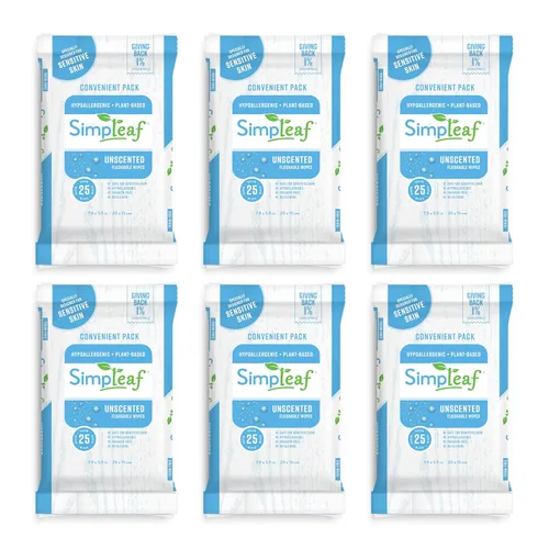 Simpleaf Toallitas húmedas desechables sin perfume, ecológicas, sin parabenos ni alcohol, hipoalergénicas y seguras para pieles sensibles, fórmula