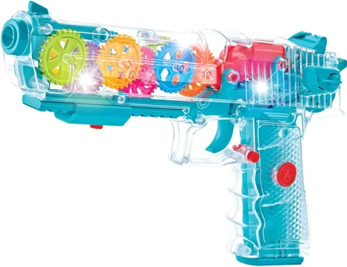ArtCreativity Pistola de juguete iluminada para niños, pistola espacial de acción con luces, sonidos y engranajes móviles, baterías incluidas,