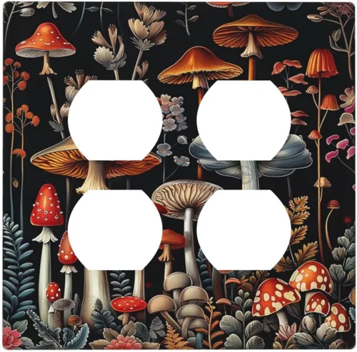 Vista 101 de Cubierta de Toma Duplex de 1 Banda Decorativa con Diseño de Puesta de Sol Abstracto y Arcoíris, Placa Frontal Eléctrica, Interruptor de Luz Único