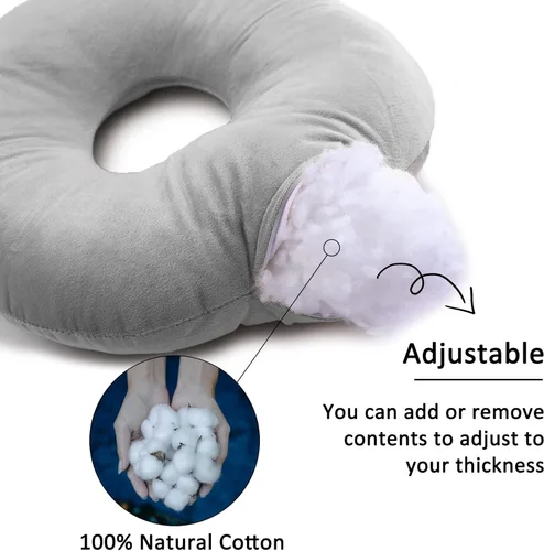 Vista 4 de Almohada de perforación de oreja para dormir de lado, almohada de dona para dolor de oído y CNH, almohada de oreja con agujeros para dormir de lado