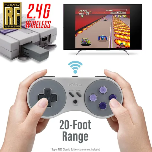 Vista 2 de Nyko Super Miniboss - Wireless Controller with Turbo and Built-In Rechargeable Battery for SNESNES Classic Edition