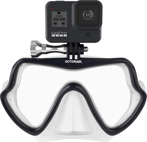Vista 4 de OCTOMASK - Máscara de buceo sin marco con soporte para todas las cámaras GoPro Hero para buceo, esnórquel, apnea