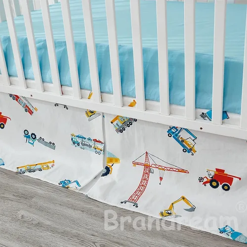Vista 2 de Brandream Juego de ropa de cama para cuna para niños, juego de ropa de cama de algodón de 3 piezas Edredón de algodón para vehículos excavadora