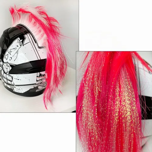 Vista 3 de Mohawk - Pelucas de casco, casco Mohawk, decoración de casco de Hawk para motocicleta, bicicleta, snowboard, esquí, ciclismo, ciclismo, diseño 001