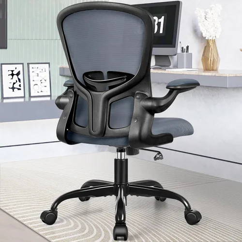 Vista 17 de FelixKing Sillas de escritorio de oficina, silla ergonómica de escritorio para PC con ruedas, soporte lumbar ajustable y altura, silla giratoria