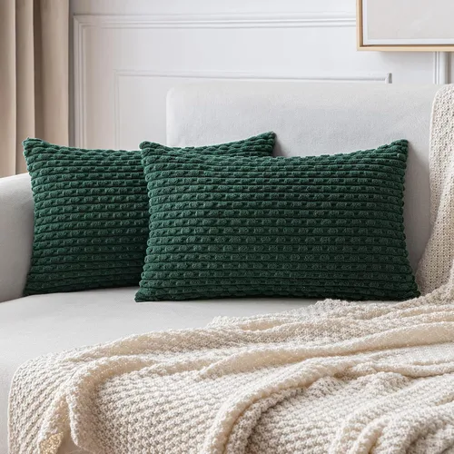 Vista 68 de MIULEE - Juego de 2 fundas decorativas para cojines, de pana suave y con estilo campestre y bohemio a rayas, para decorar hogar, sofá, cama, sala