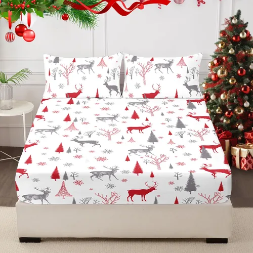 Vista 12 de Sábana bajera ajustable floral con fundas de almohada, 100% microfibra cepillada, sábana bajera ajustable con bolsillo profundo, ultrasuave 01#