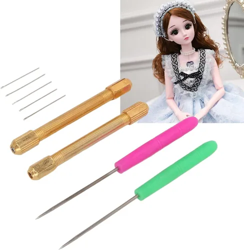 Vista 3 de 10 Herramienta de enraizamiento de pelo de muñeca, herramienta de peluca de pelo de muñeca, soporte de metal resistente herramienta de fabricación