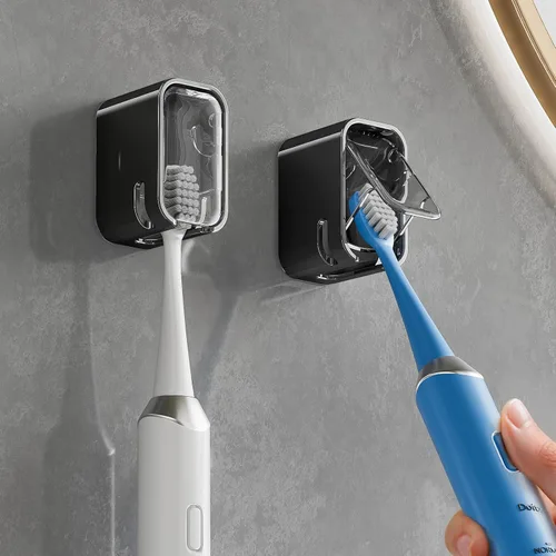 MOPMS Soportes para cepillos de dientes de una sola ranura montados en la negro-1 pieza