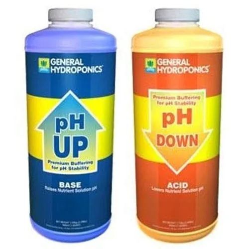 GH General Hydroponics - Kit combinado de pH arriba y pH abajo, 1 cuarto de galón, regulador de agua