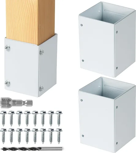 Vista 11 de Protector de poste ajustable de acero inoxidable (rango de 3.3 a 6 pulgadas), protege los buzones y vallas de madera de la cortadora de césped