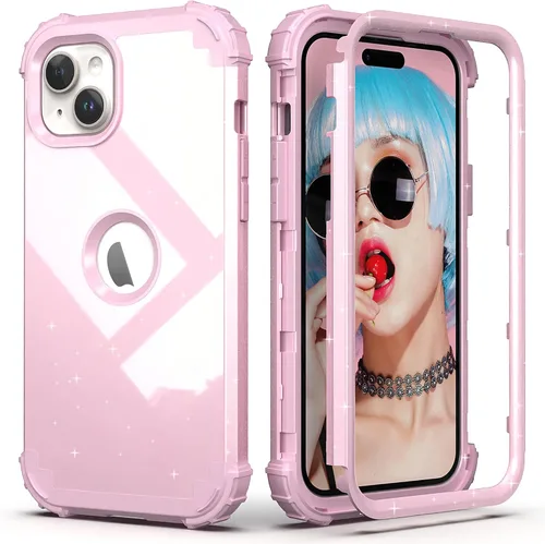 Vista 27 de IDweel Funda para iPhone 14 Plus con Protector de Pantalla para Hombres y Mujeres, Lujosa 3 en 1 a Prueba de Golpes de Ajuste Delgado Híbrida