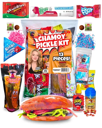 Vista 14 de Kit de Pepinillos de Frambuesa Azul - Con Triturado de Algodón de Azúcar - Bolsa de Regalo de Dulces - (13 PIEZAS) Regalos de Cumpleaños Para Niños