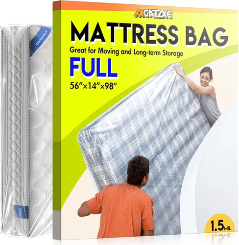 Vista 11 de 2 bolsas de colchón de plástico para almacenamiento en movimiento, funda de colchón impermeable, protector de colchón para suministros de mudanza