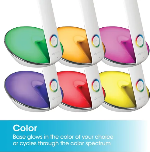 Vista 8 de OttLite Lámpara de escritorio LED con base que cambia de color y USB