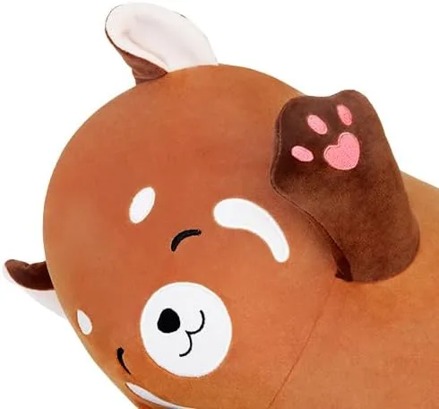 Vista 2 de Lindo juguete de peluche largo de mapache, almohada suave para abrazar, regalo para niños (naranja, 35.4 pulgadas)