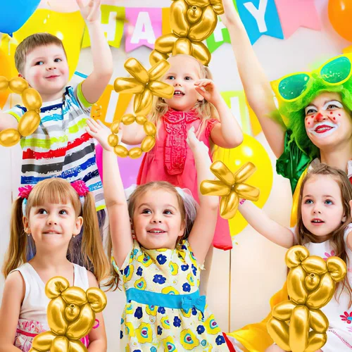 Vista 7 de Globos dorados de 260, 50 globos largos para atar arco de globos, globos mágicos de látex largos y delgados para torcer a granel para cumpleaños