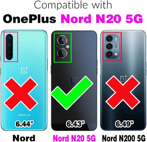 Vista 2 de Asuwish Funda de teléfono para OnePlus Nord N20 5G con protector de pantalla de vidrio templado y correa para la muñeca con cremallera abatible