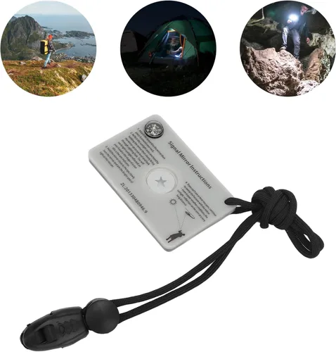 Vista 7 de Dilwe Espejo al aire libre, cristal reflector multifunción con cordón para acampar al aire libre, supervivencia, emergencia
