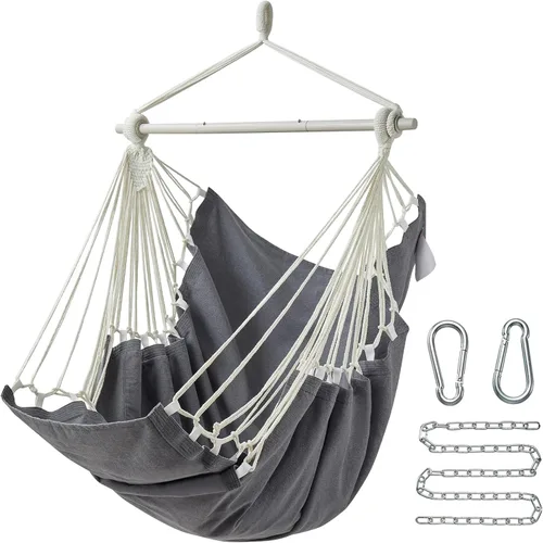 CHULIM Silla de columpio colgante MAX 500 lbs Silla colgante para exterior con reposapiés Silla de columpio para interior con barra espaciadora de