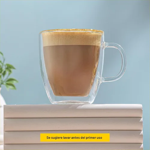 Vista 5 de JoyJolt Savor - Tazas de café de vidrio de doble pared aisladas (Set de 2) - 13.5 onzas