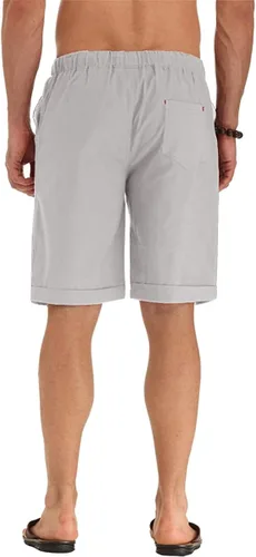 Vista 4 de Sailwind Pantalones cortos de lino para hombre, estilo casual, con cordón, para playa