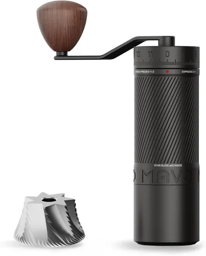 MAVO Molinillo de café manual, Phantox Pro molinillo de café rebaba, núcleo de molienda profesional de acero inoxidable de 45 mm, capacidad 30 g,