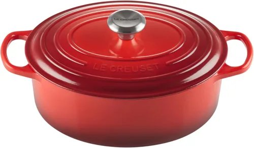 Vista 56 de Le Creuset - Olla holandesa ovalada de hierro fundido esmaltado, de 6.75 cuartos de galón, color regaliz
