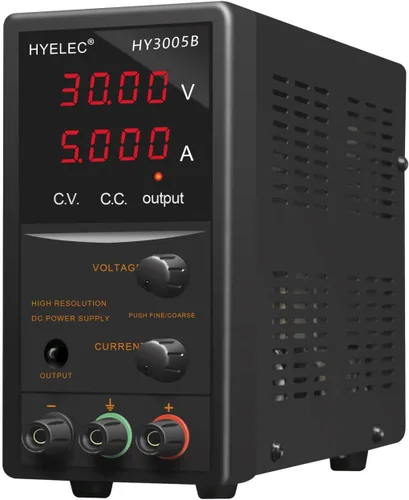 Fuente de alimentación de CC variable, fuente de alimentación de banco de CC regulada de conmutación ajustable de 30 V 5 A con pantalla LED de 4