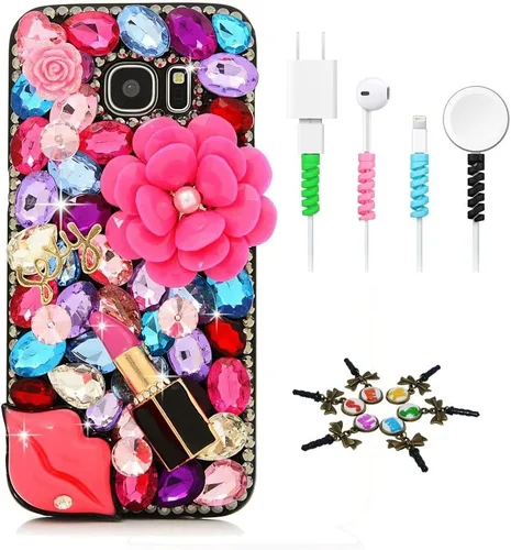 Vista 10 de STENES Sparkle Funda compatible con Samsung Galaxy J2 Prime – Elegante funda 3D hecha a mano con diseño musical de flores grandes con protector