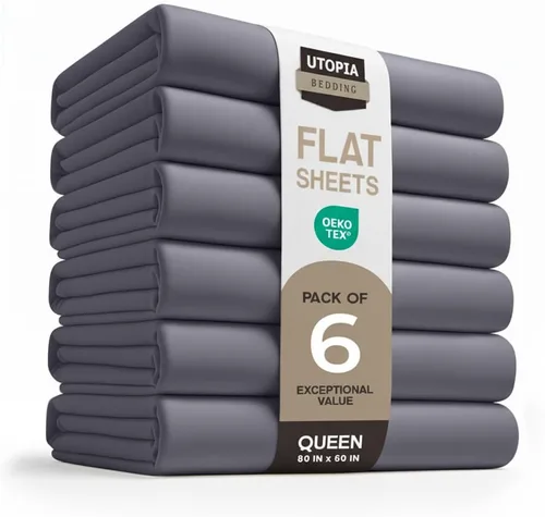 Vista 26 de Utopia Bedding Sábana Plana - 1 Paquete (Queen, Beige) - Tela de Microfibra Suave Cepillada - Sábana Superior Resistente al Encogimiento