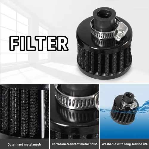 Vista 10 de Kit universal de tanque de reserva de aceite para coche de 150ml, compacto deflector de 3 puertos separador de aceite 2 entradas 1 salida negro