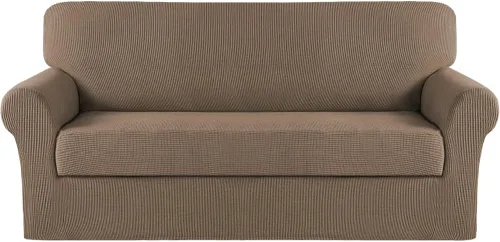 Vista 78 de Turquoize - Fundas de sillas de 2 piezas, fundas de sofá, funda de sillón con reposabrazos, protector lavable para sillas, tela jacquard gruesa Cian